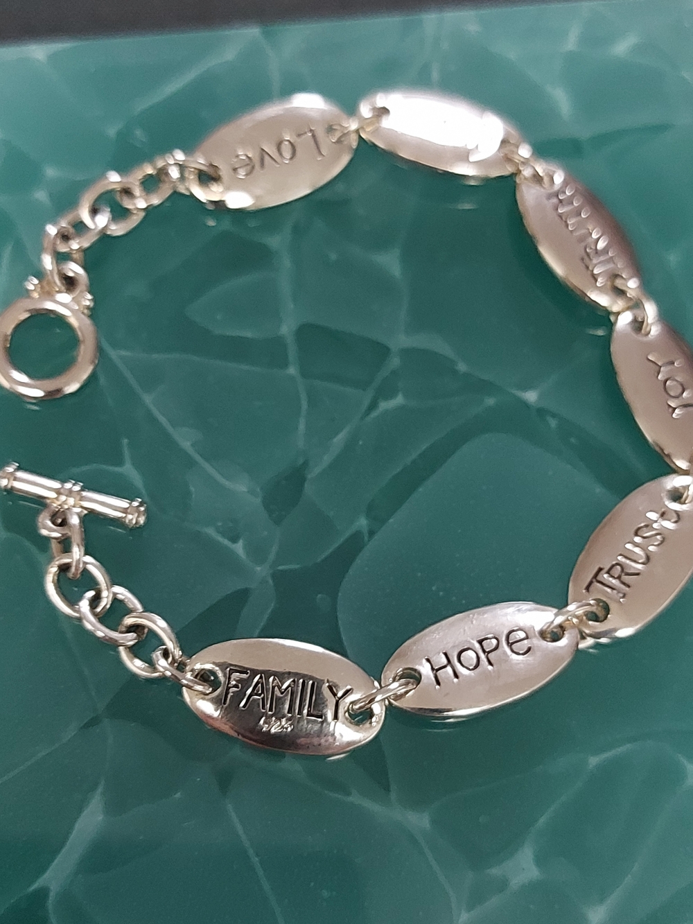 Inspirational Silver-Tone 'Family & Hope' Charm Bracelet